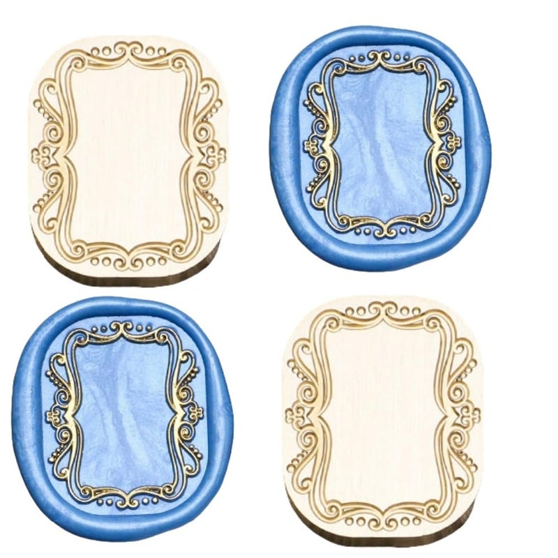 Atopbb Frame Wax Seal Stamp, 3D Embossed Frame Relief Carving Wax Sealing Stamp, Framewaxstamp Head Woodstamp Handle, Waxstamp for Wedding Invitations, Letter Sealing (F28) - Image 2